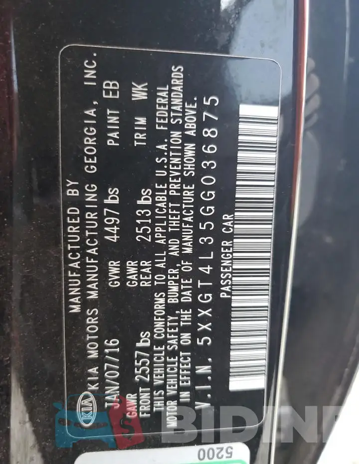 5XXGT4L35GG036875 Photo# 12