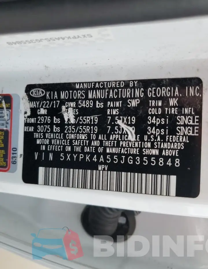 5XYPK4A55JG355848 Photo# 13