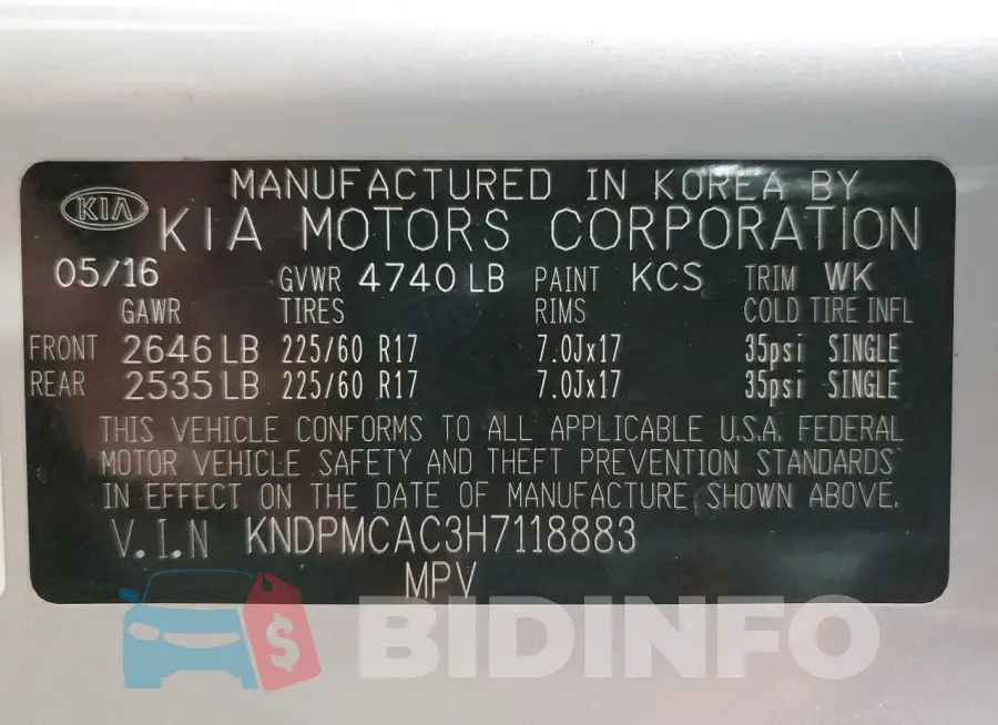 KNDPMCAC3H7118883 Photo# 12