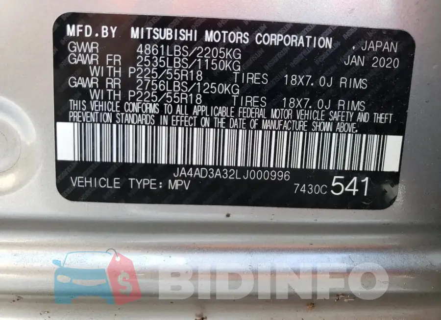 JA4AD3A32LJ000996 Photo# 12