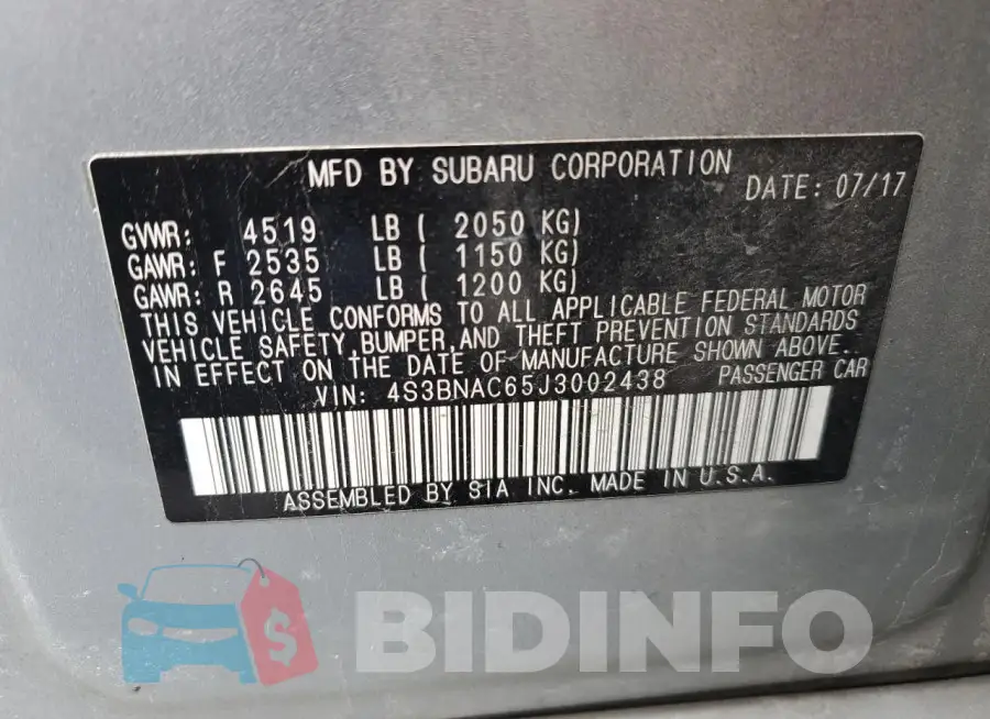 4S3BNAC65J3002438 Photo# 13