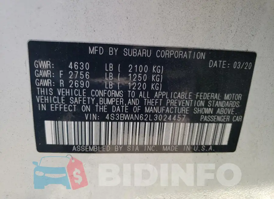 4S3BWAN62L3024457 Photo# 12
