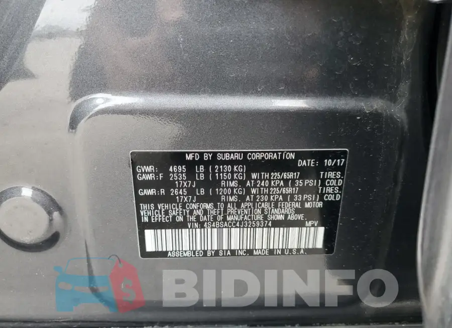 4S4BSACC4J3259374 Photo# 13