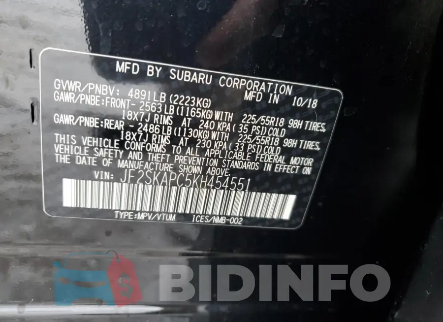 JF2SKAPC5KH454551 Photo# 12