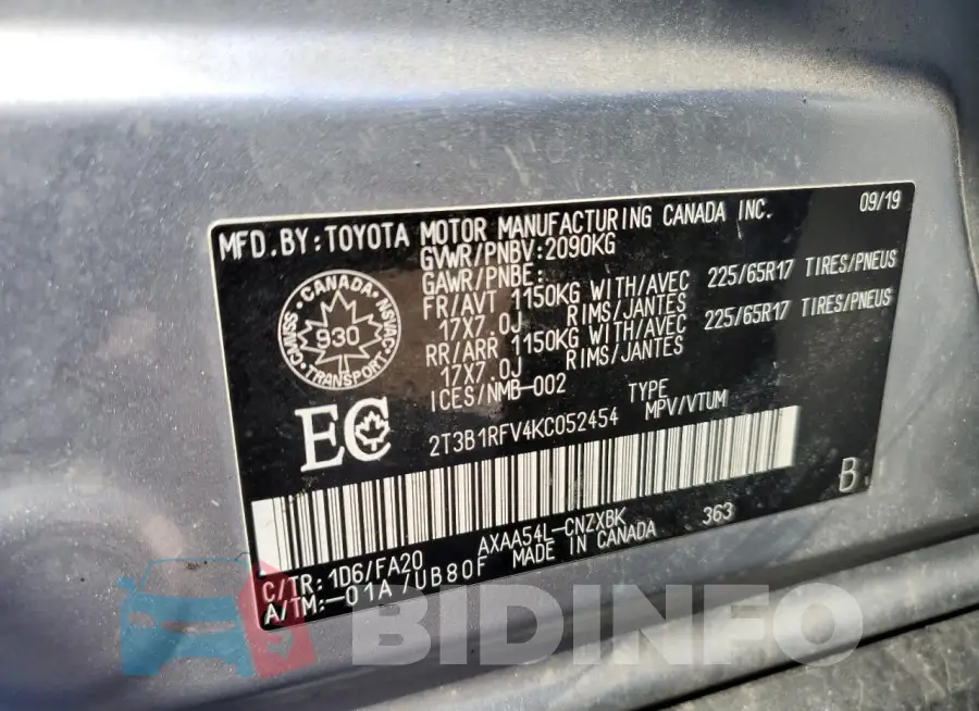 2T3B1RFV4KC052454 Photo# 14