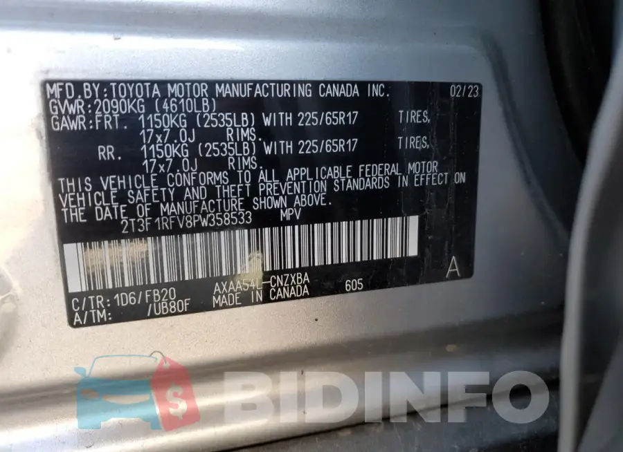 2T3F1RFV8PW358533 Photo# 14
