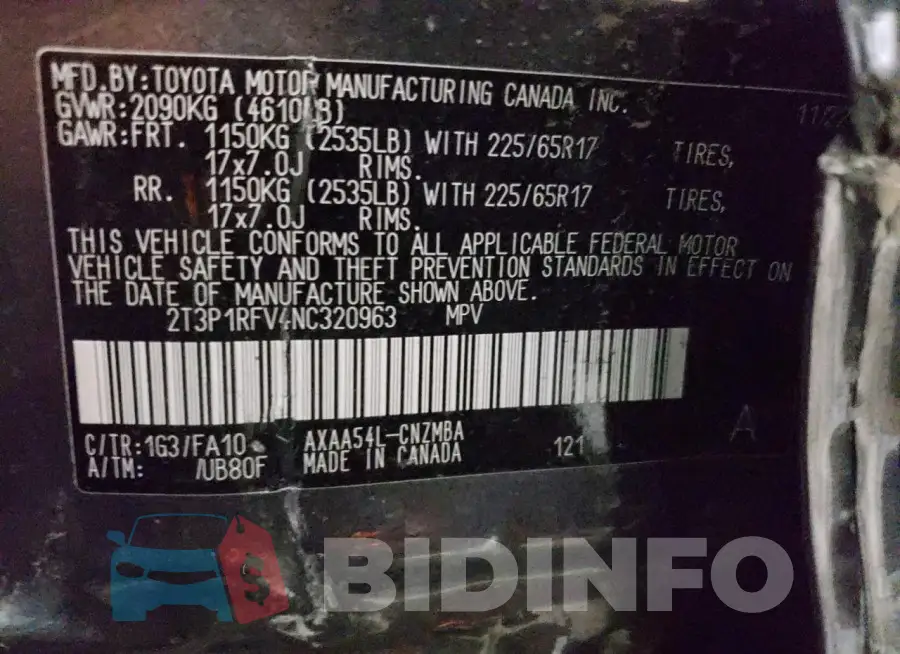 2T3P1RFV4NC320963 Photo# 12