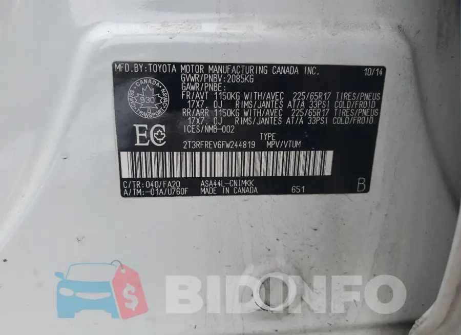 2T3RFREV6FW244819 Photo# 13