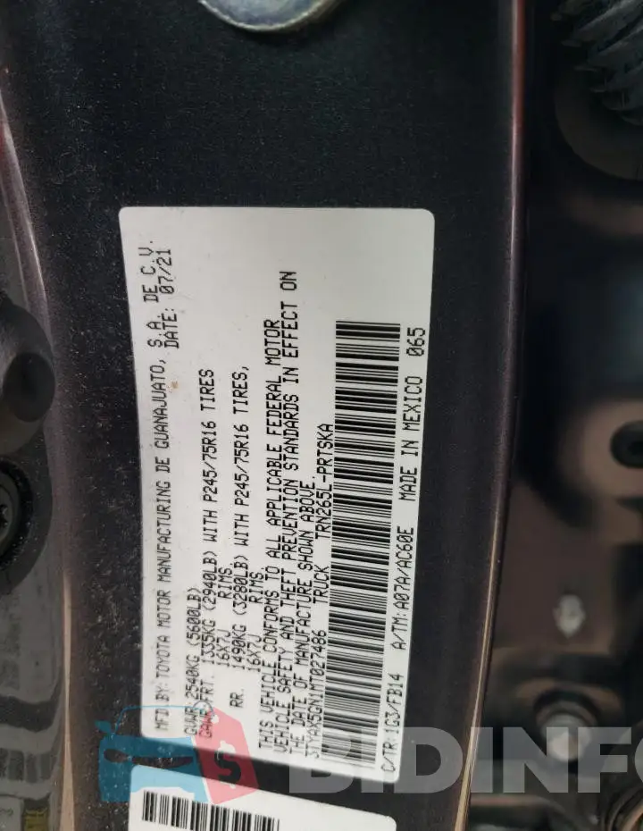3TYAX5GN1MT027486 Photo# 12