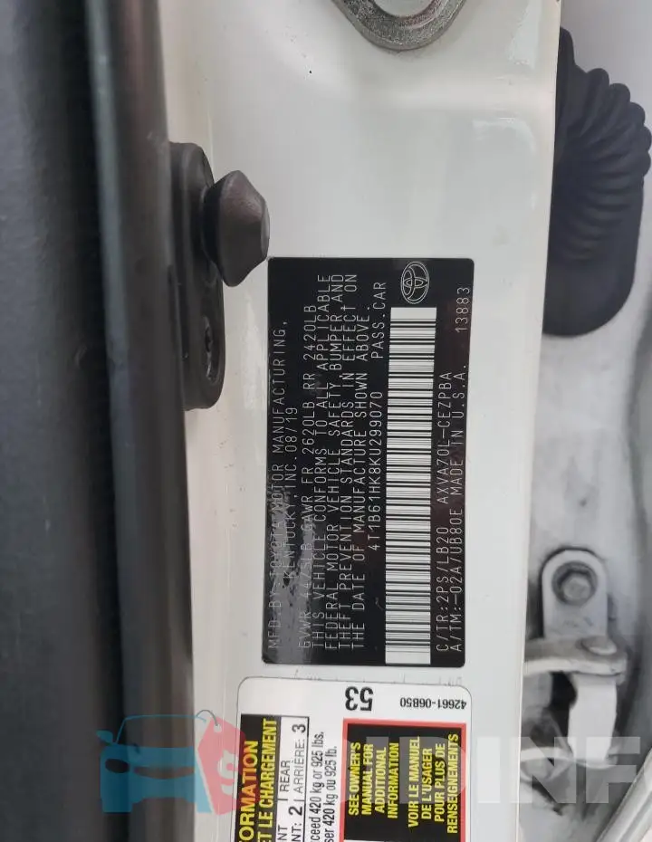 4T1B61HK8KU299070 Photo# 12