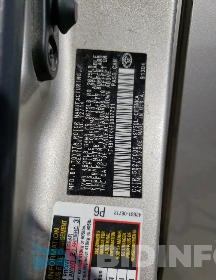 4T1BF1FK4FU907711 Photo# 12