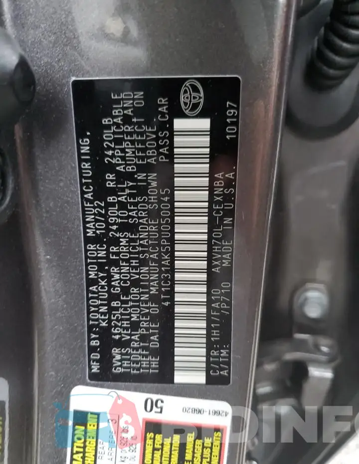 4T1C31AK5PU050045 Photo# 12