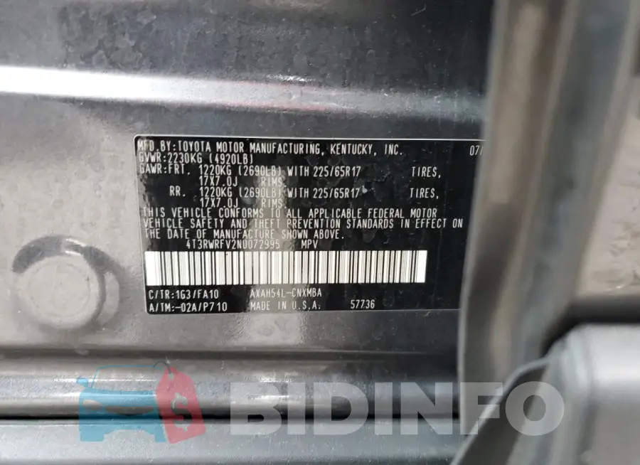 4T3RWRFV2NU072995 Photo# 14