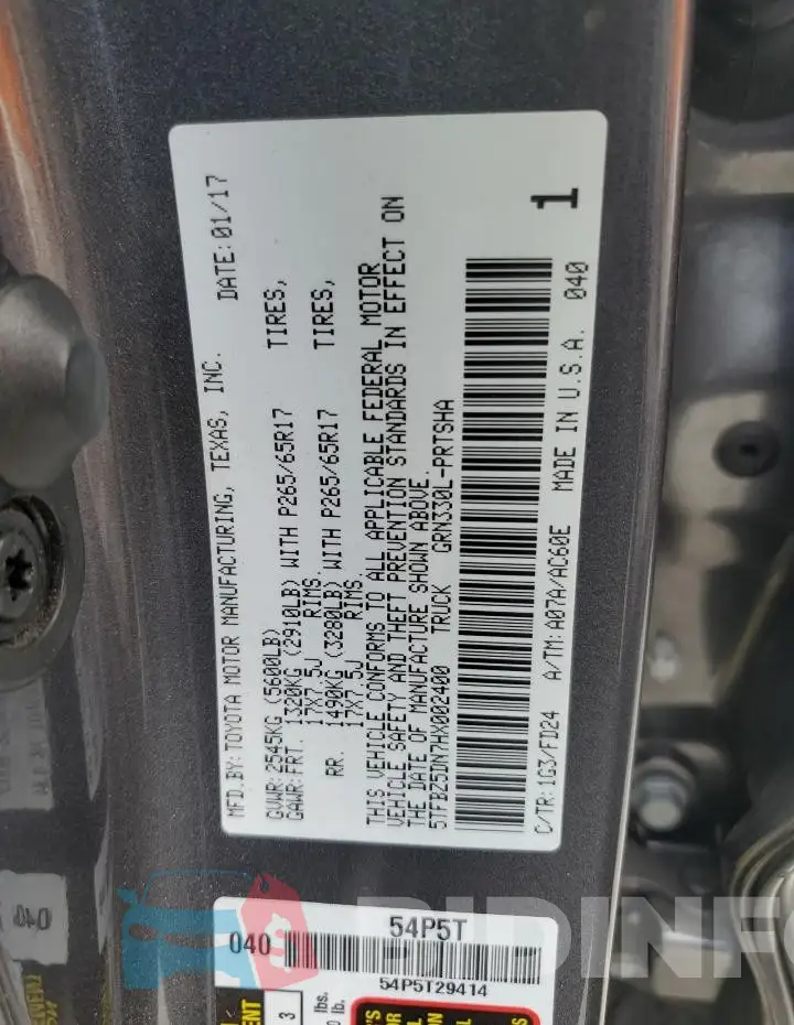 5TFBZ5DN7HX002400 Photo# 12