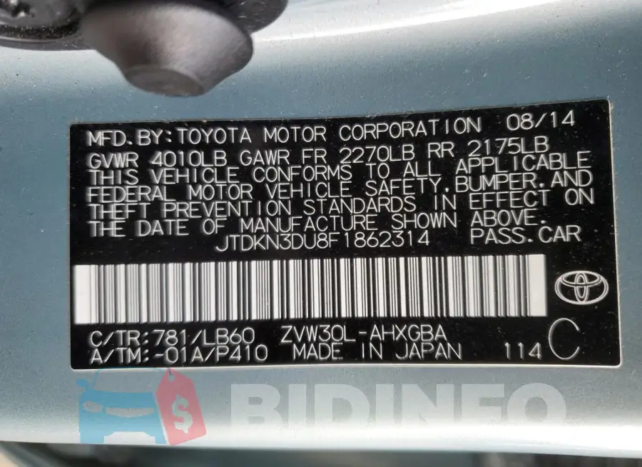 JTDKN3DU8F1862314 Photo# 12