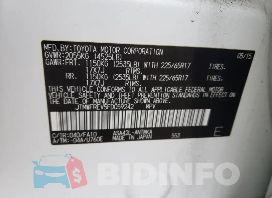 JTMWFREV5FD059242 Photo# 13