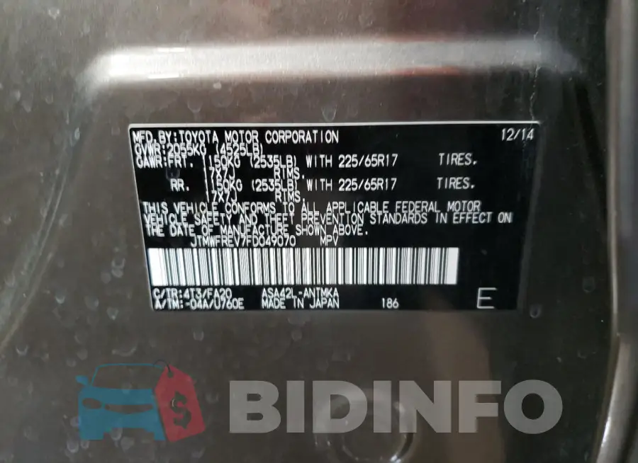 JTMWFREV7FD049070 Photo# 13