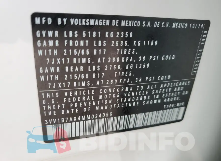 3VV1B7AX4MM024096 Photo# 13
