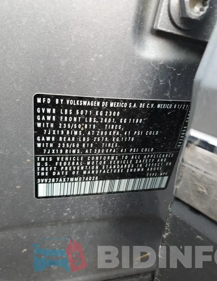 3VV2B7AX7MM074026 Photo# 12