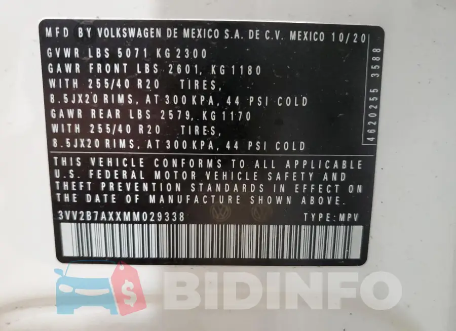 3VV2B7AXXMM029338 Photo# 13
