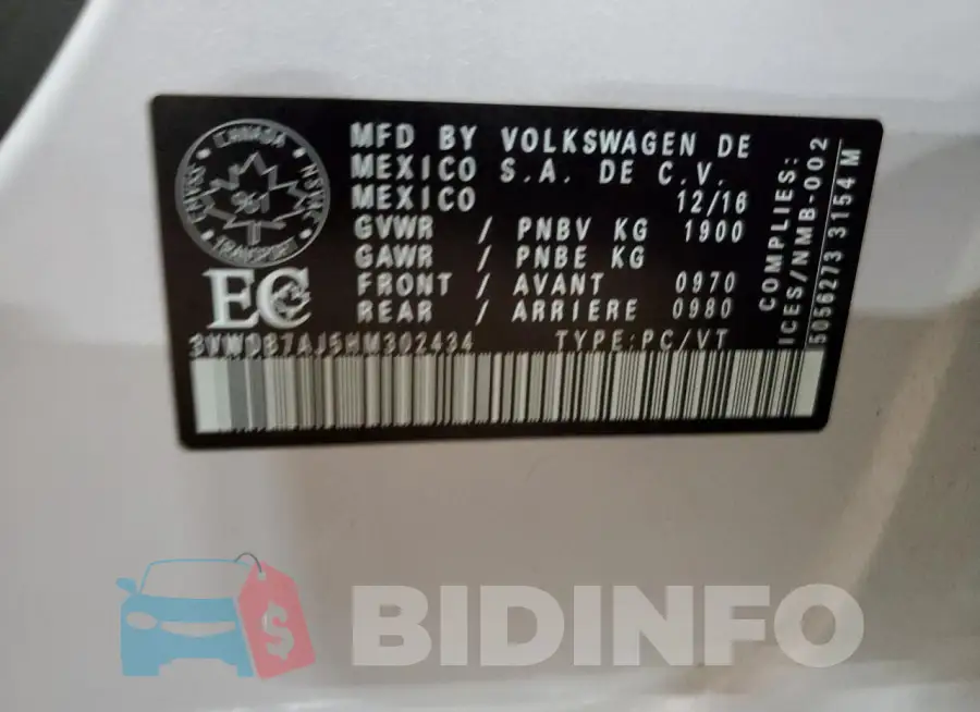 3VWDB7AJ5HM302434 Photo# 12