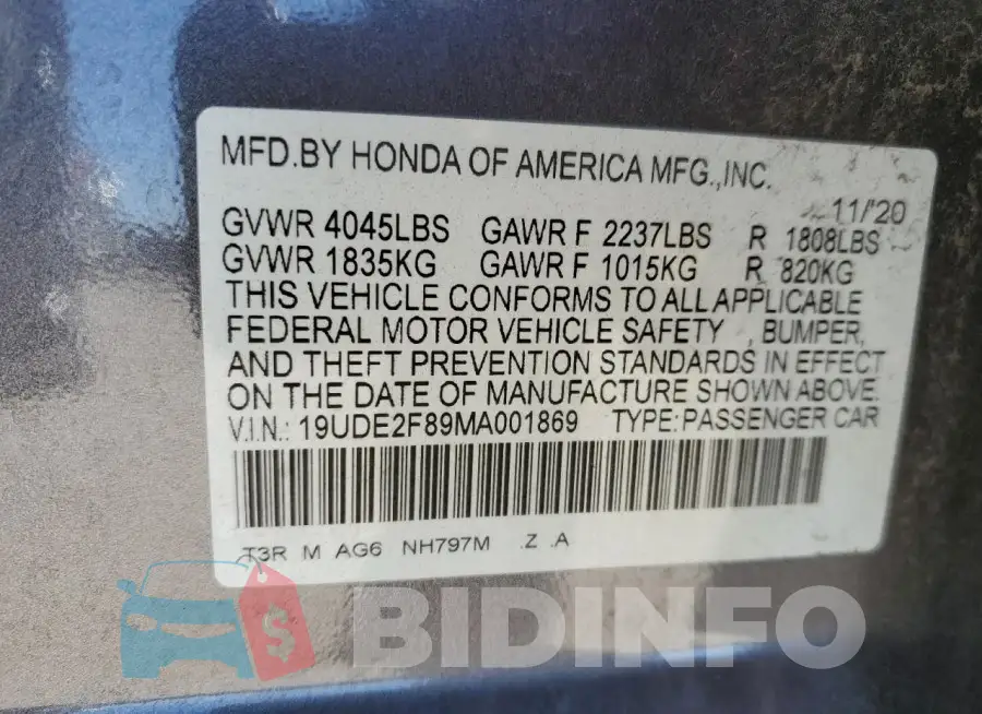 19UDE2F89MA001869 Photo# 12