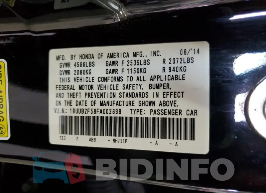 19UUB2F58FA002898 Photo# 13