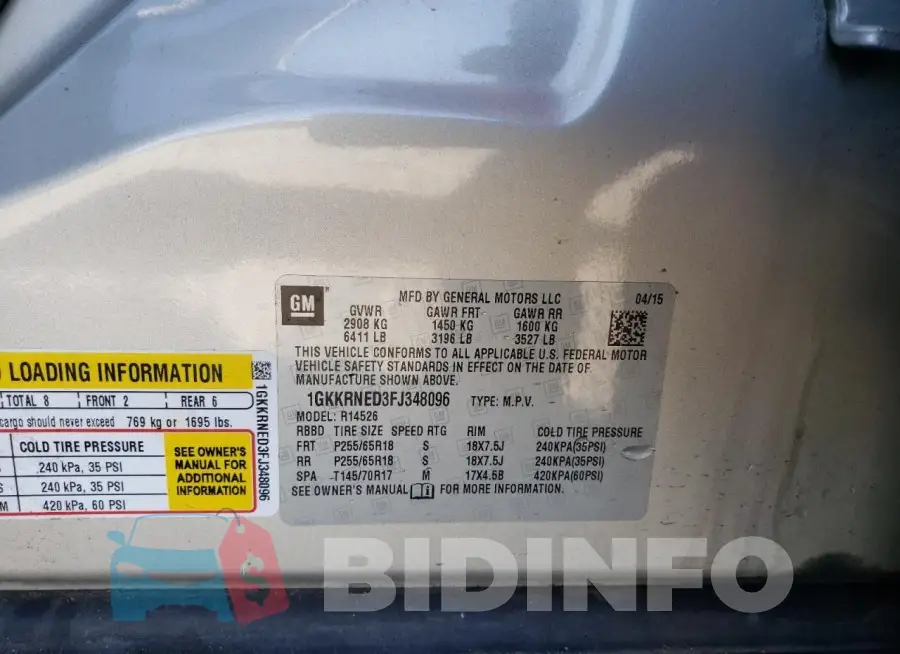 1GKKRNED3FJ348096 Photo# 12