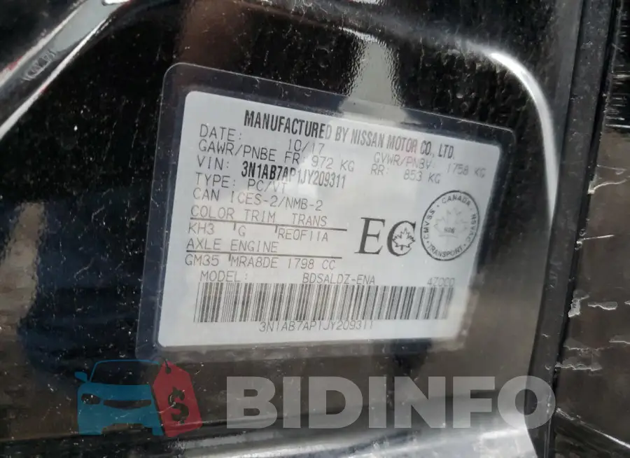 3N1AB7AP1JY209311 Photo# 13