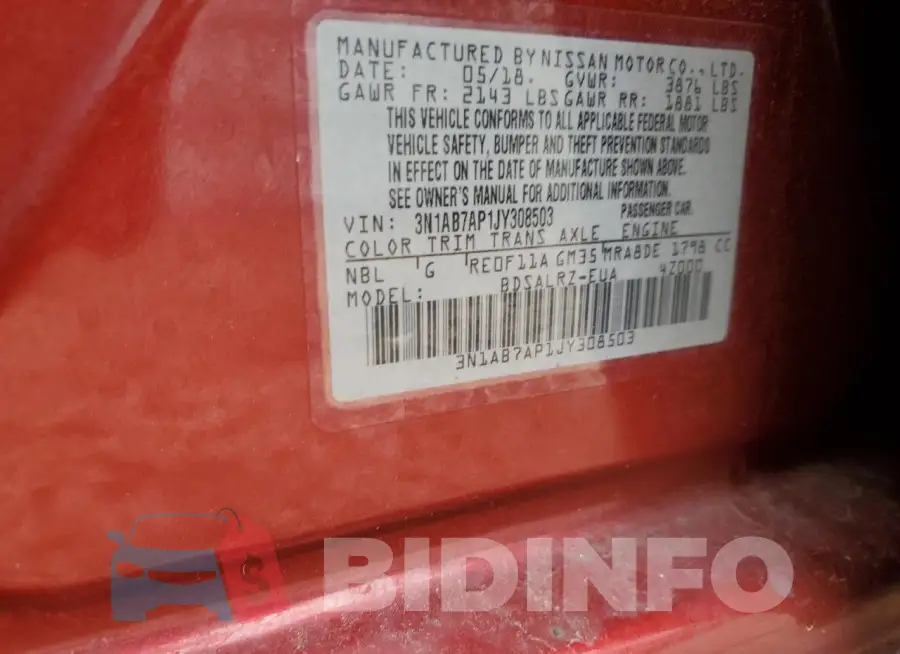 3N1AB7AP1JY308503 Photo# 12