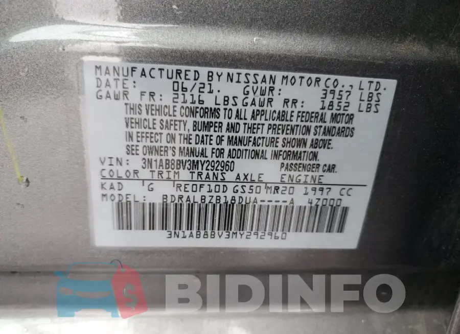 3N1AB8BV3MY292960 Photo# 12
