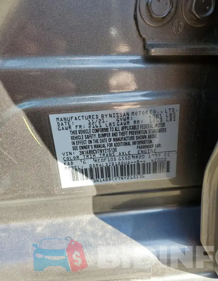 3N1AB8CV7NY215136 Photo# 12