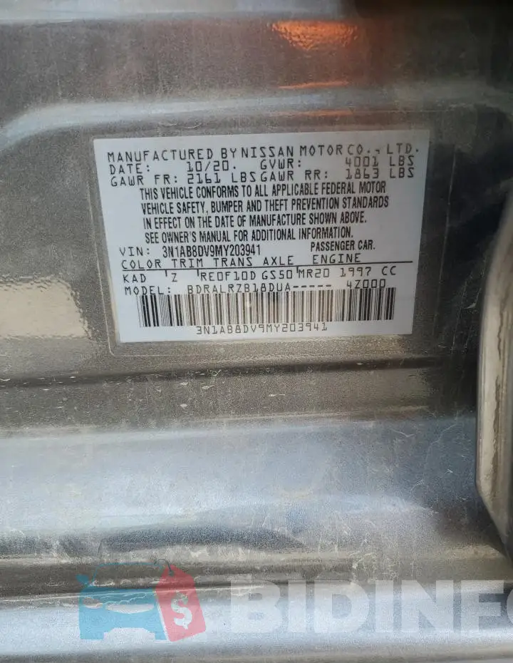 3N1AB8DV9MY203941 Photo# 12