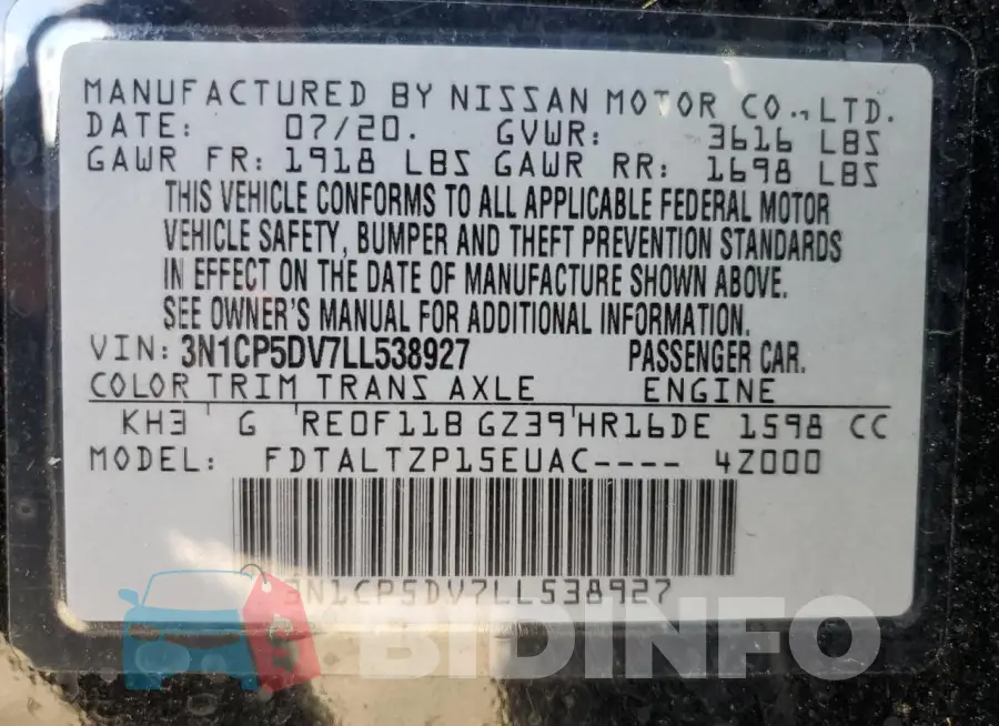 3N1CP5DV7LL538927 Photo# 12