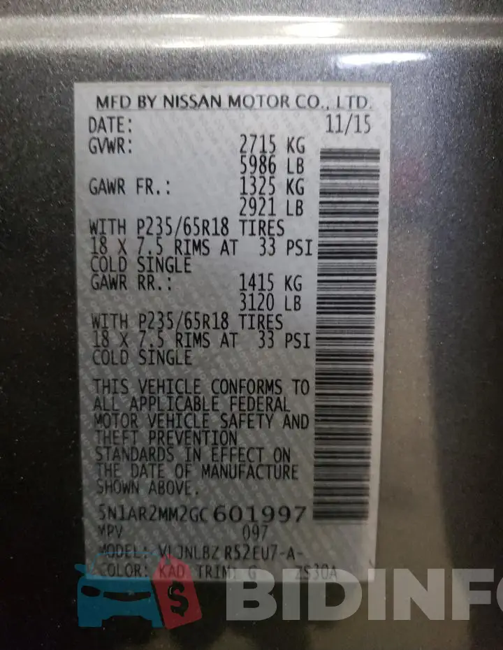 5N1AR2MM2GC601997 Photo# 12