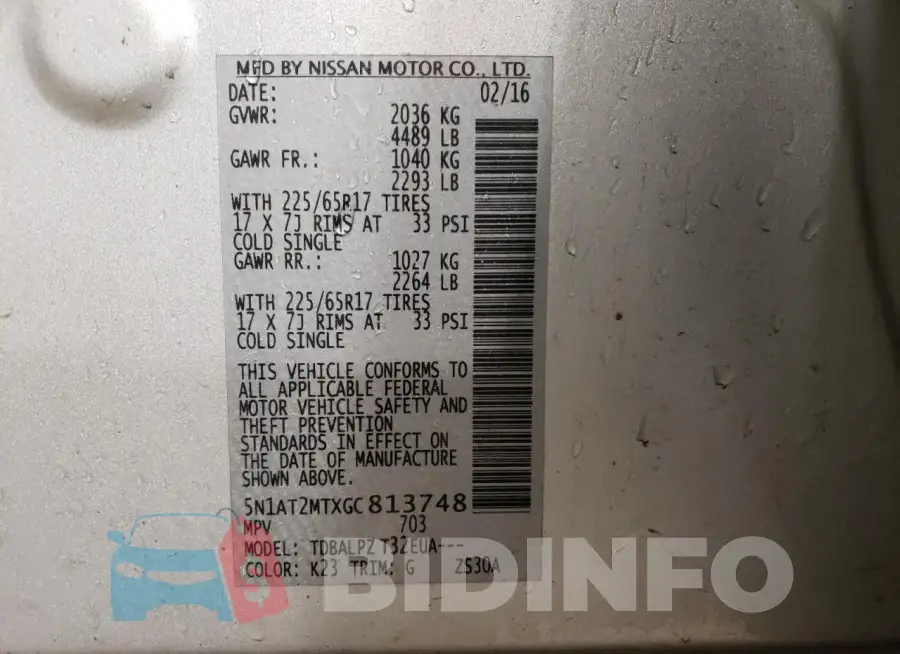 5N1AT2MTXGC813748 Photo# 13