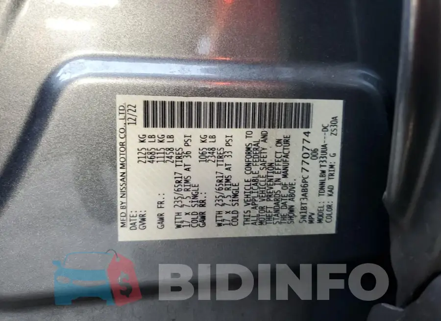 5N1BT3AB6PC770774 Photo# 13