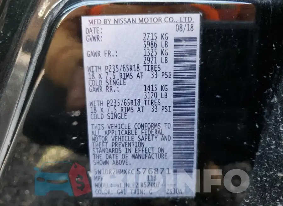 5N1DR2MMXKC576871 Photo# 14