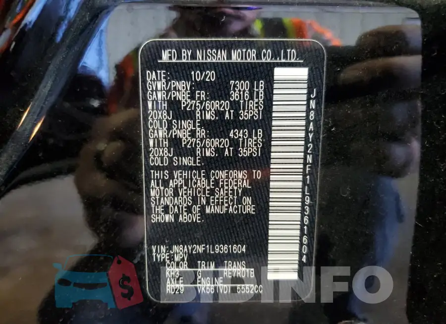 JN8AY2NF1L9361604 Photo# 14