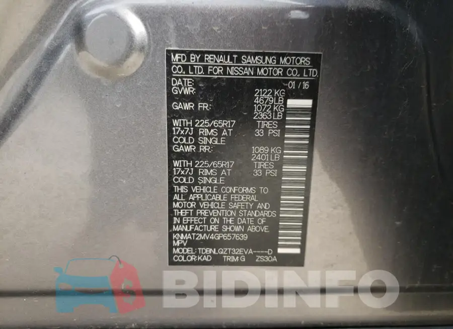 KNMAT2MV4GP657639 Photo# 12