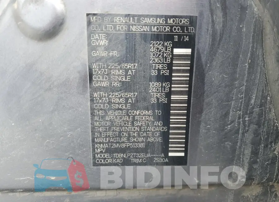 KNMAT2MV8FP513381 Photo# 14
