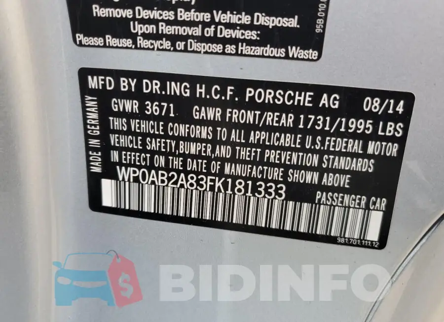 WP0AB2A83FK181333 Photo# 12