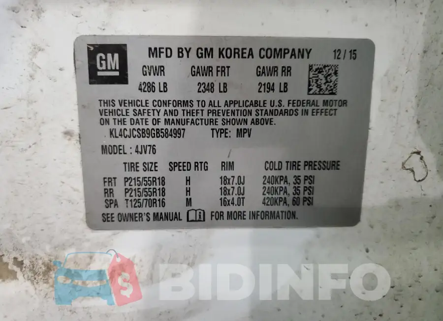 KL4CJCSB9GB584997 Photo# 13