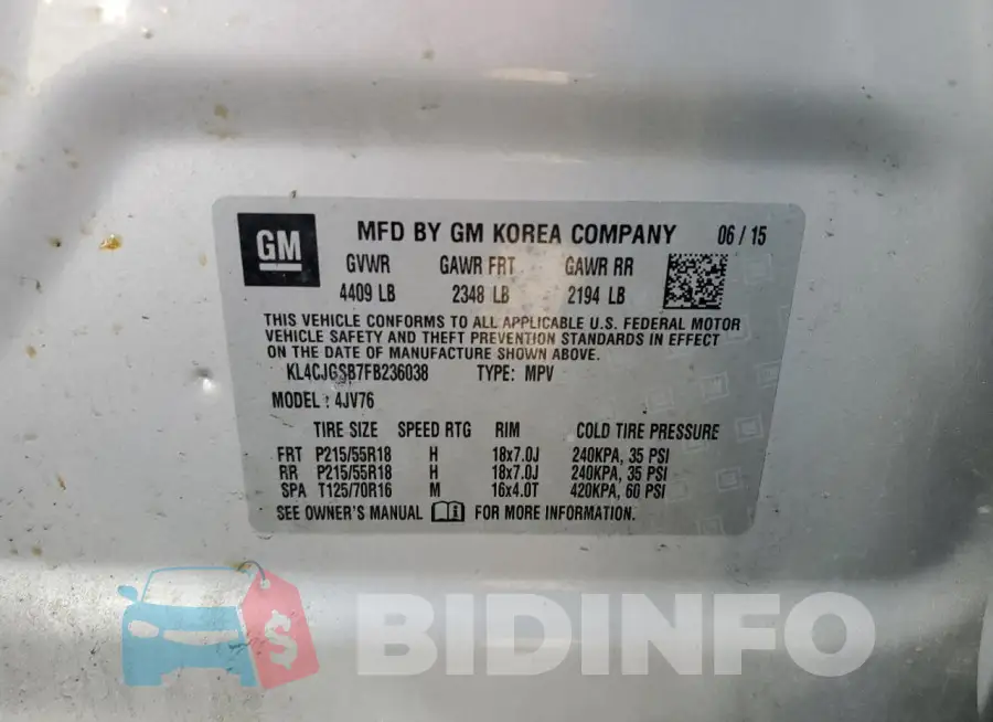 KL4CJGSB7FB236038 Photo# 13