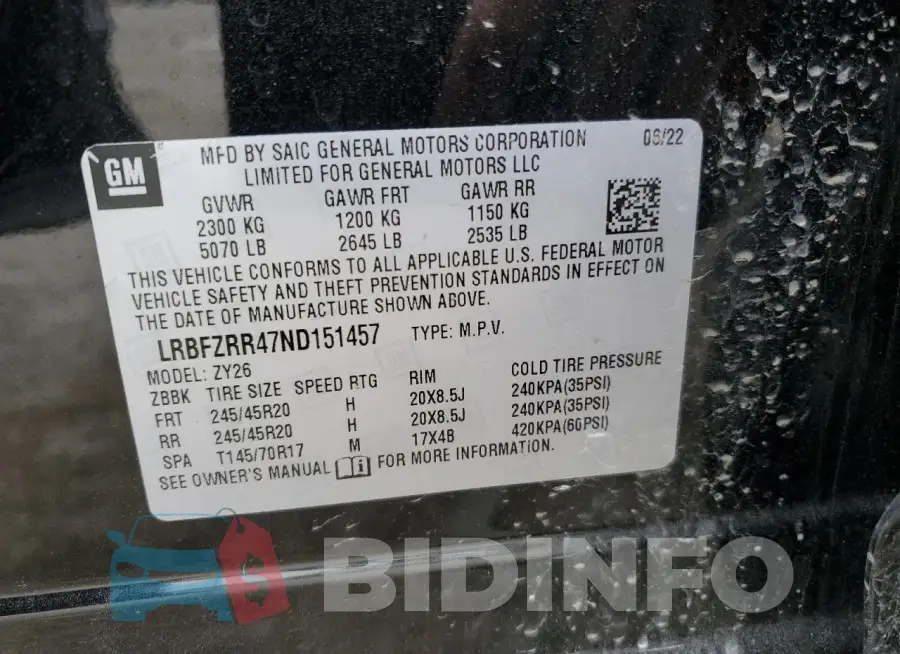 LRBFZRR47ND151457 Photo# 13