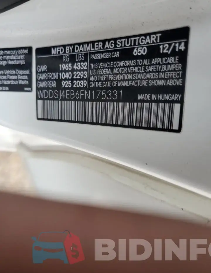WDDSJ4EB6FN175331 Photo# 12