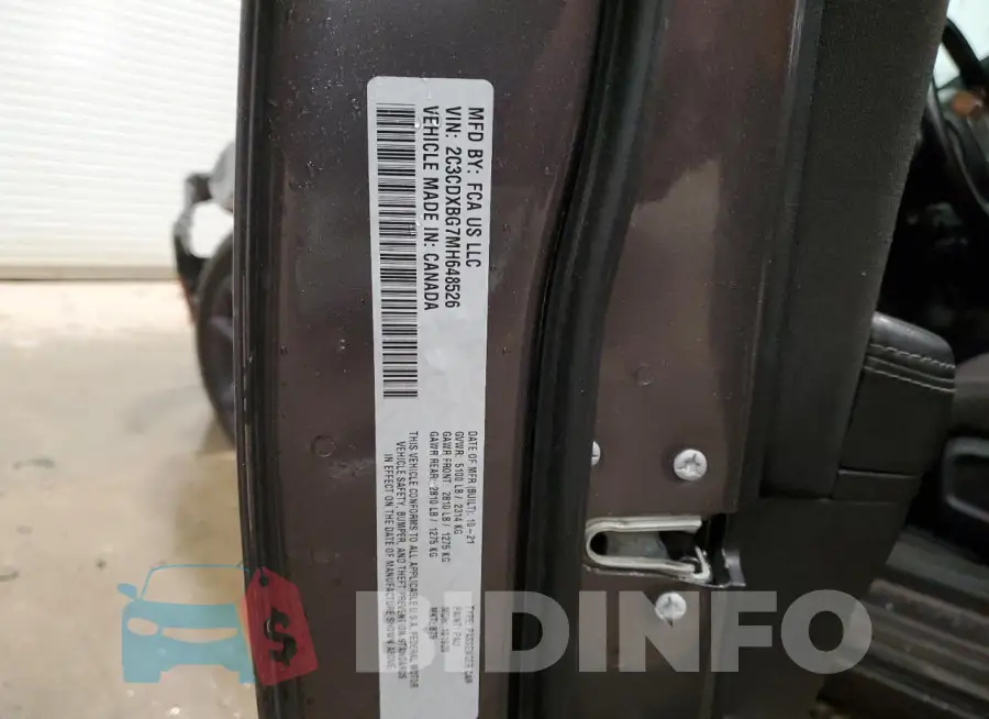 2C3CDXBG7MH648526 Photo# 12