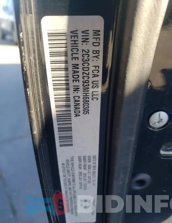 2C3CDZC93MH680305 Photo# 12