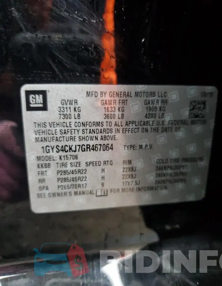 1GYS4CKJ7GR467064 Photo# 13