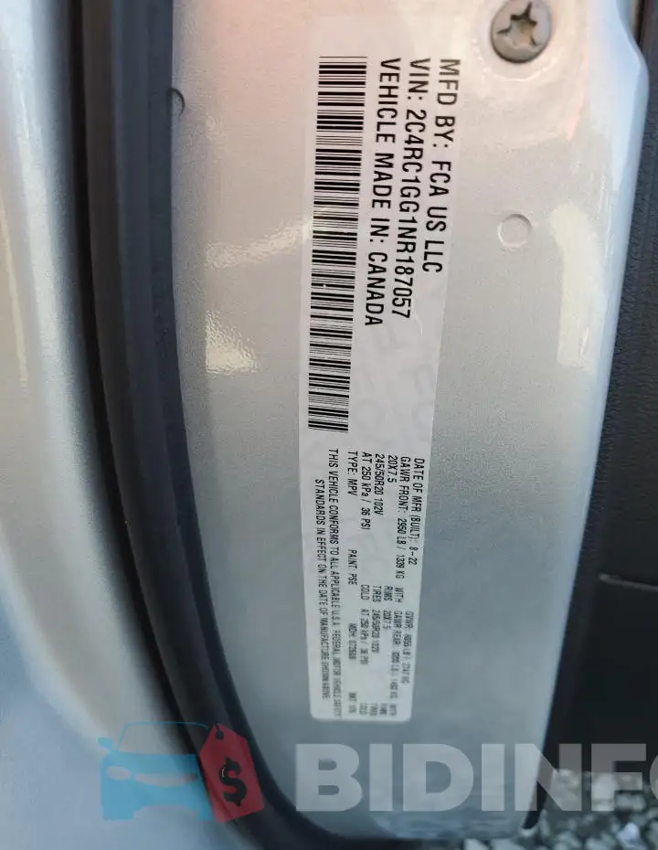 2C4RC1GG1NR187057 Photo# 13